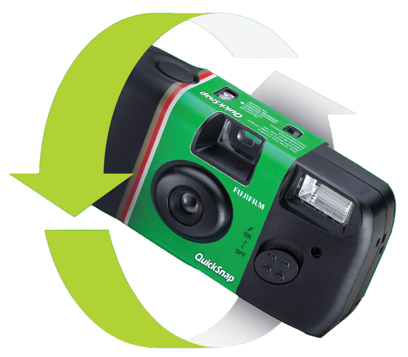 FUJIFILM QuickSnap camera with circular arrows